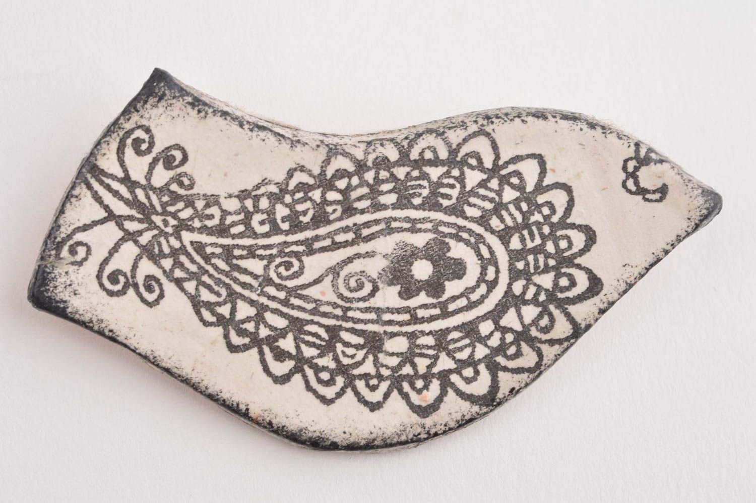 Broche originale fait main Bijou en porcelaine serviettage Cadeau pour femme photo 2