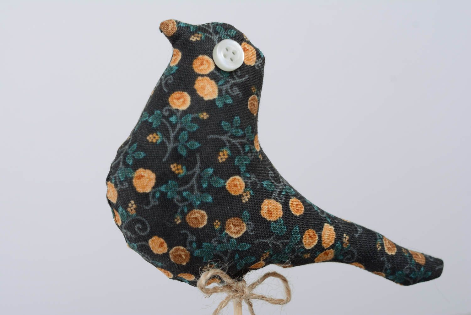 Dunkelblauer handmade Vogel Stofftier Stecker für Blumentöpfe foto 2