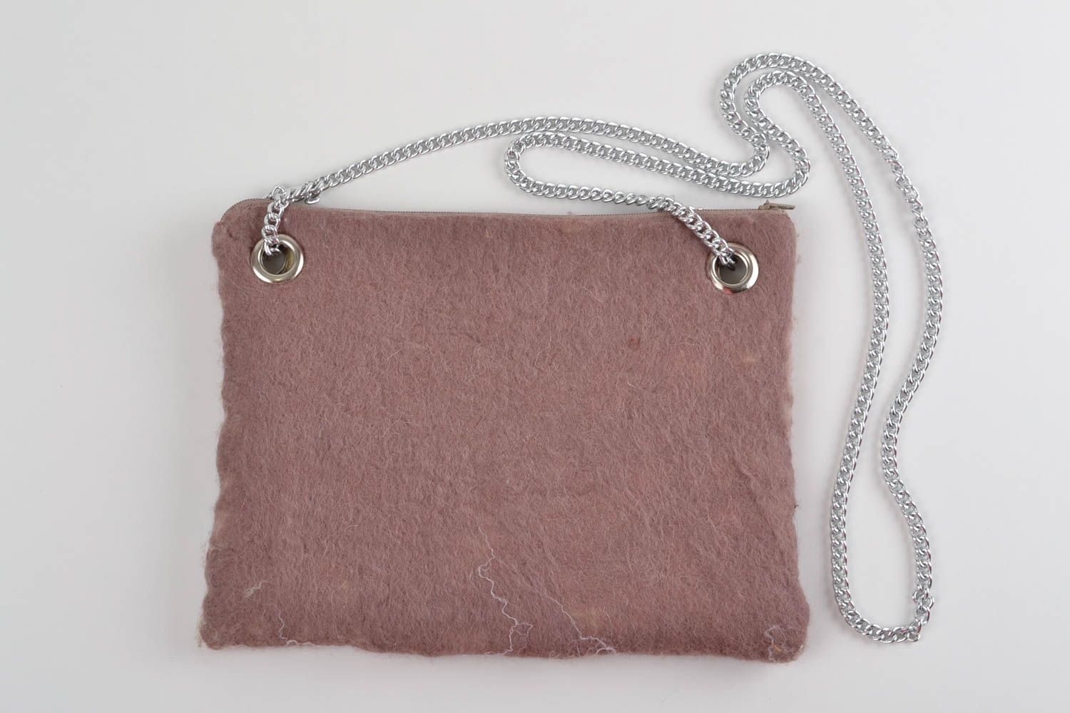 Sac pochette fait main Clutch sac stylé en laine naturelle Cadeau femme feutrage photo 4