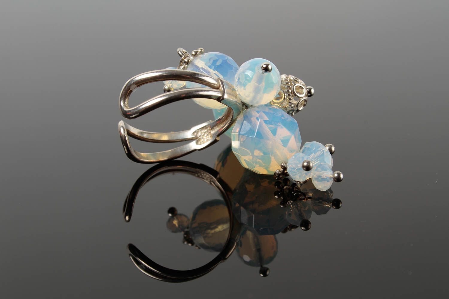Damenring Silber handgefertigt Designer Accessoire Silberschmuck Ring mit Stein foto 3