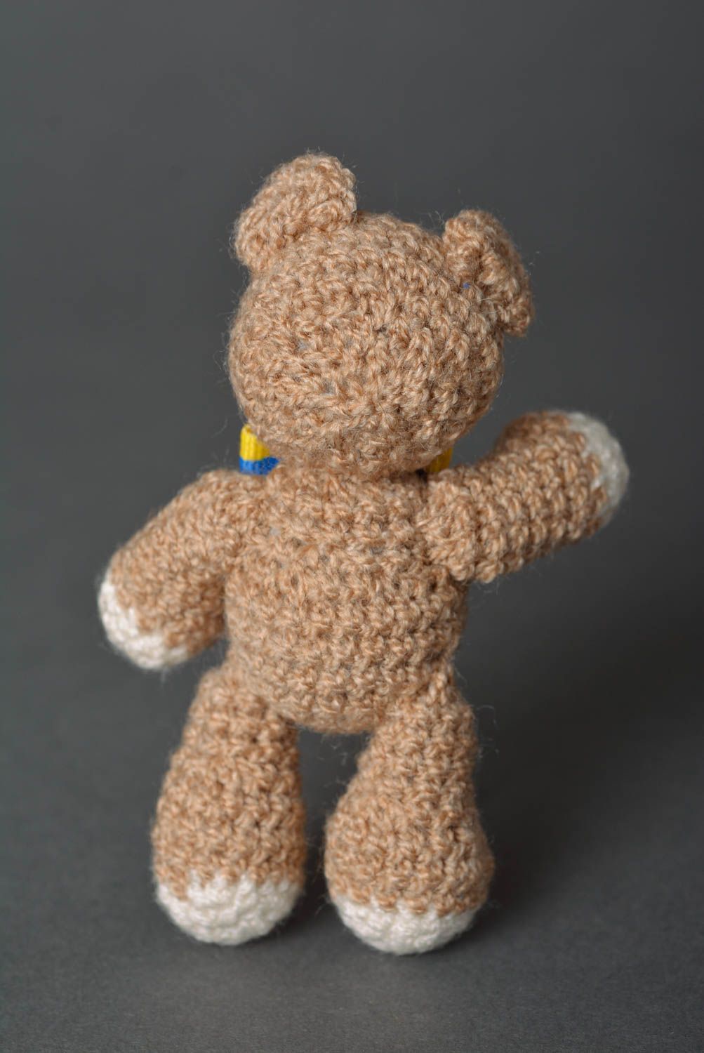 Handmade designer cute toy unusual crocheted toy beautiful soft bear for girls photo 3