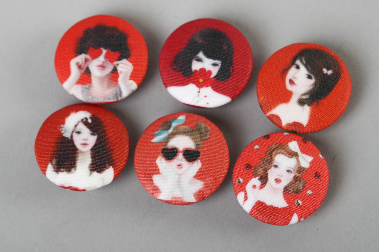 Botones bonitos hechos a mano accesorios de ropa botones para manualidades rojos foto 2