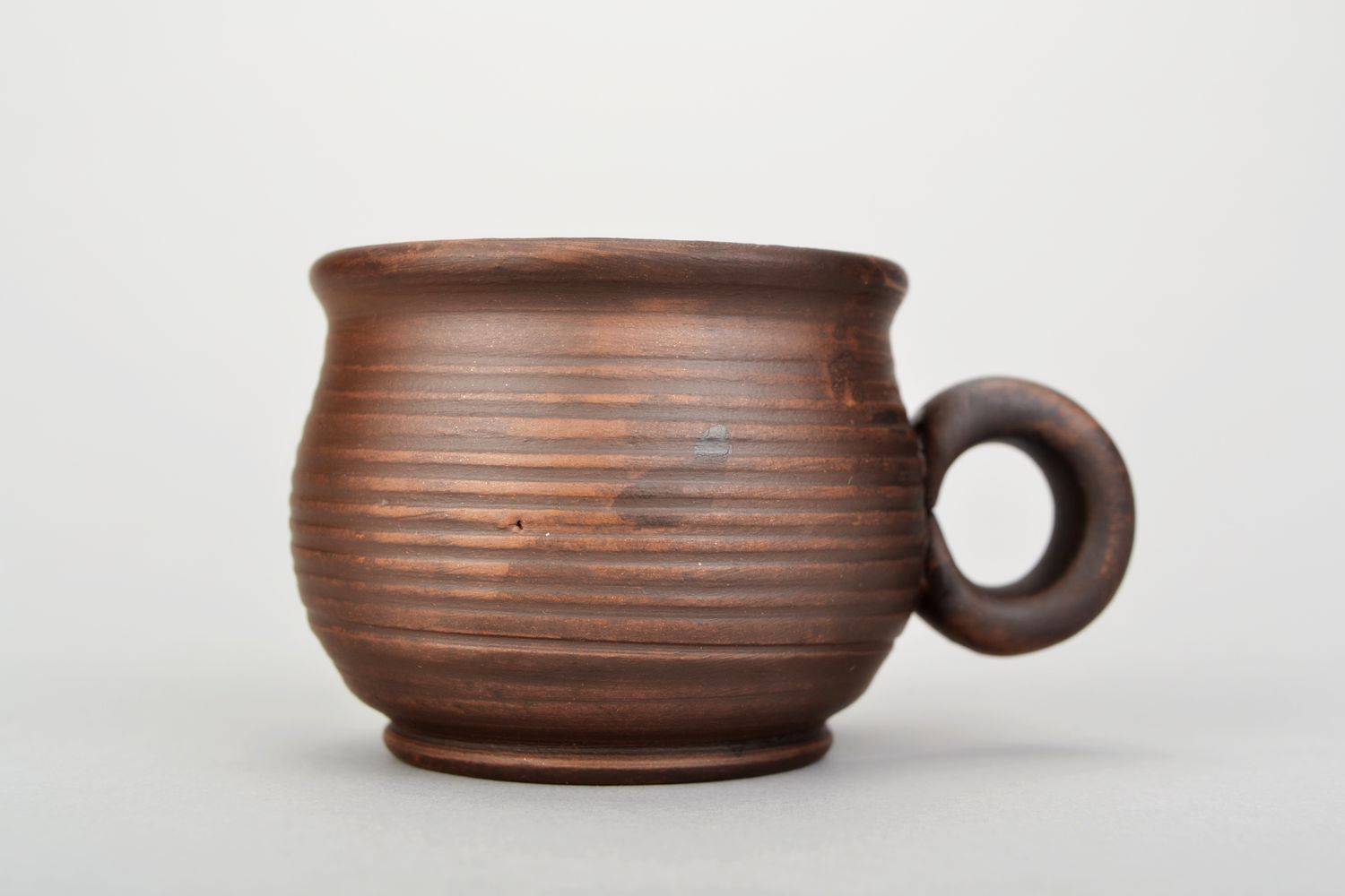 2 oz classic red clay brown coffee cup in pot-shape style with handle and rustic pattern photo 3
