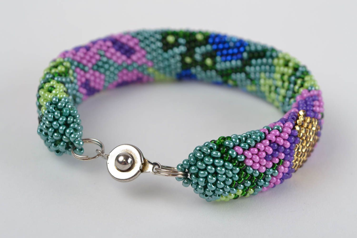 Handmade cord bracelet beaded bracelet with beads seed beads stylish jewelry  photo 5