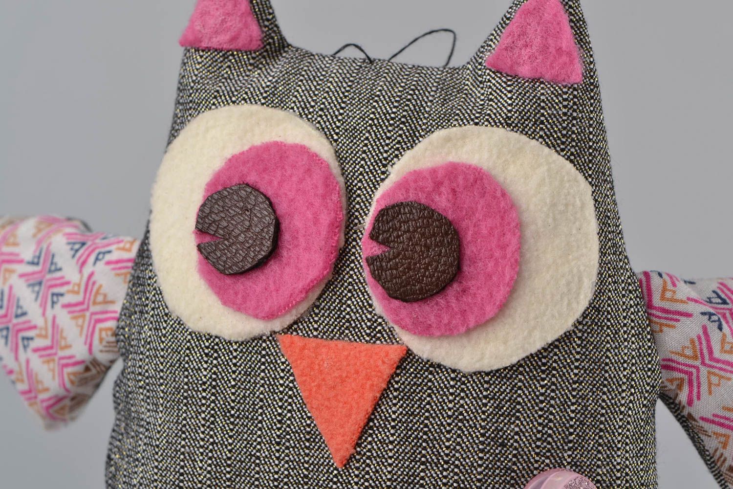 Beautiful handmade designer textile funny nice soft toy owl photo 4