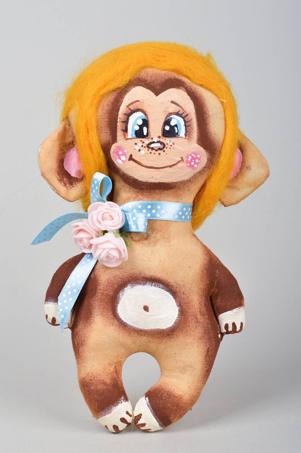 Mono de peluche hecho a mano juguete de tela decoración de dormitorio   foto 1