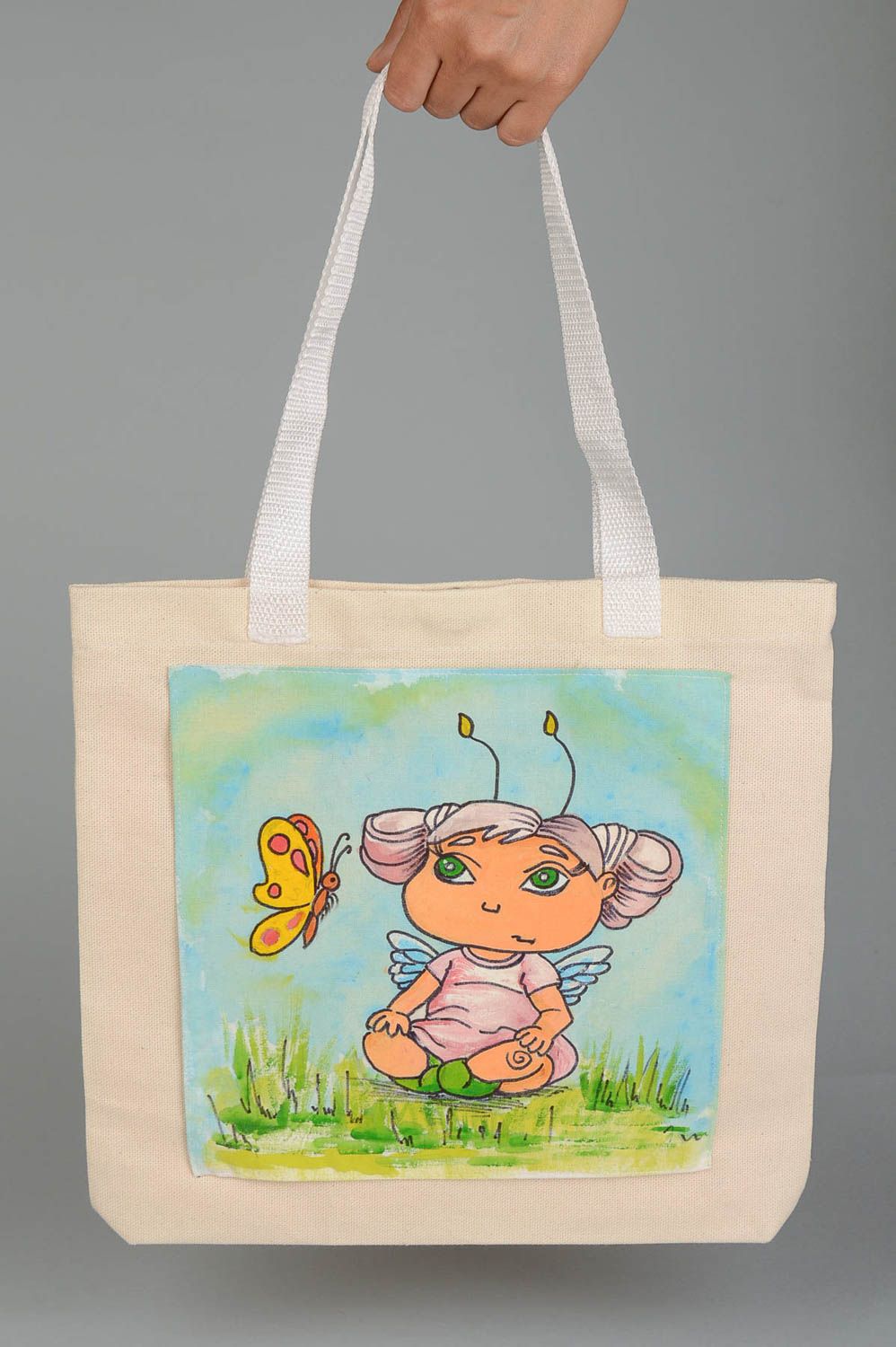 Handmade handbag with painting stylish shoulder bag textile handbag for women photo 5