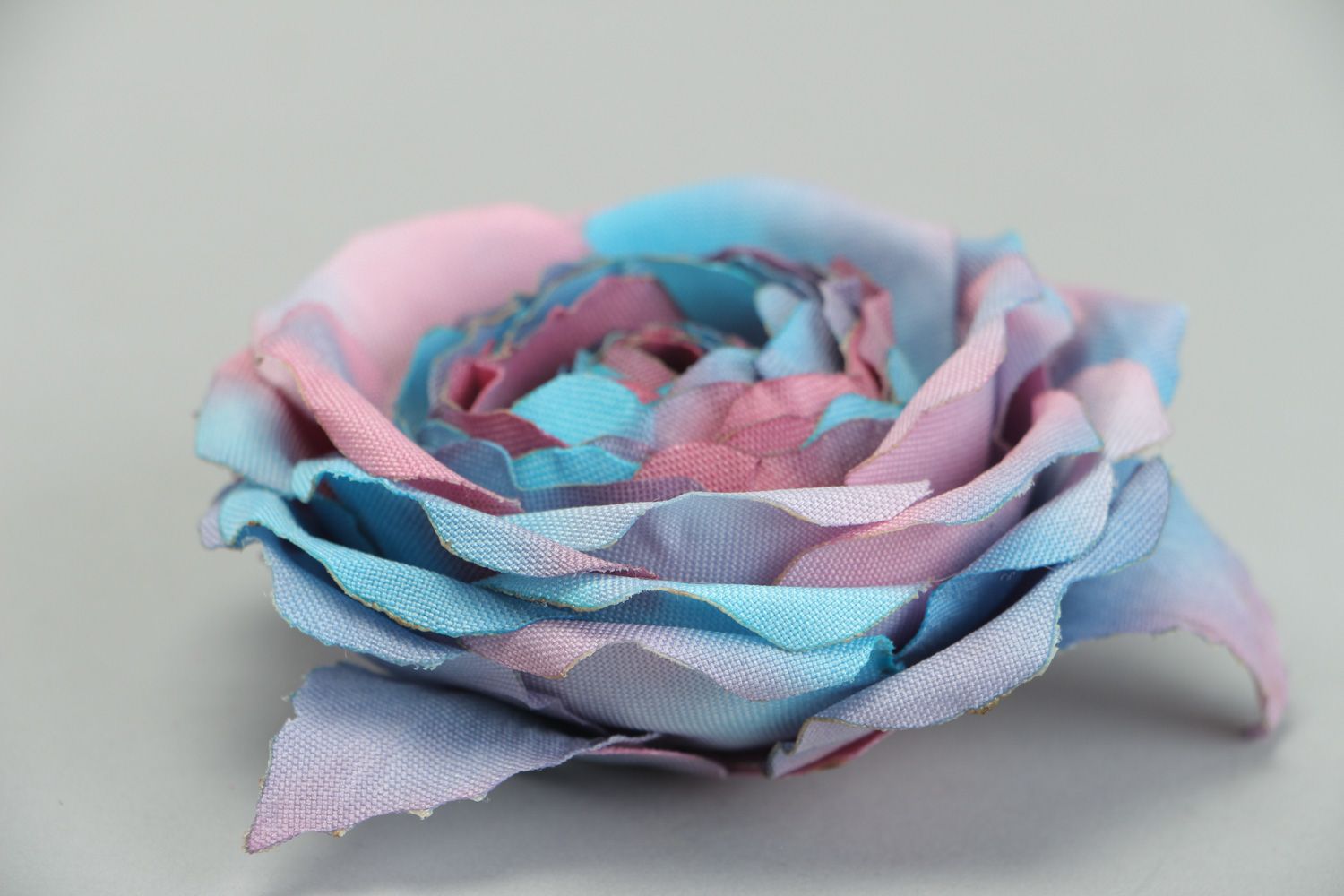 Handmade tender floral brooch made of fabric in romantic style Blue Rose photo 2