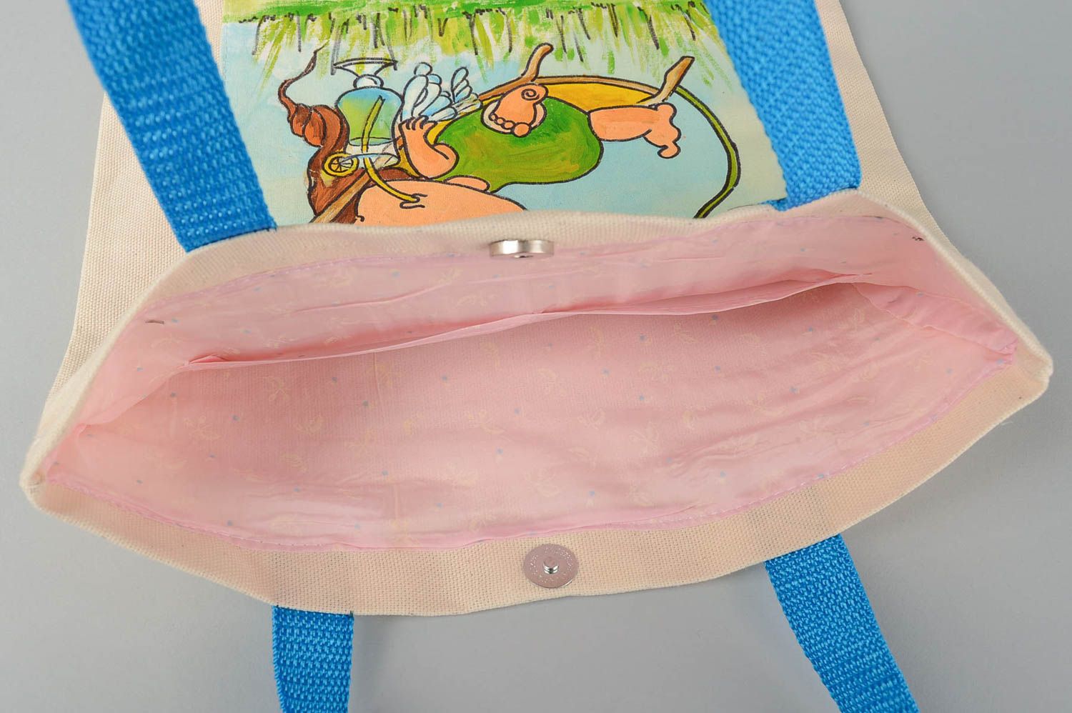 Handmade handbag with painting stylish shoulder bag textile handbag for girls photo 4