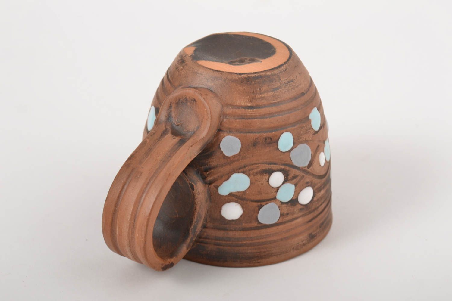 Керамическая кружка ручной работы кружка для кофе красивая глиняная посуда фото 3