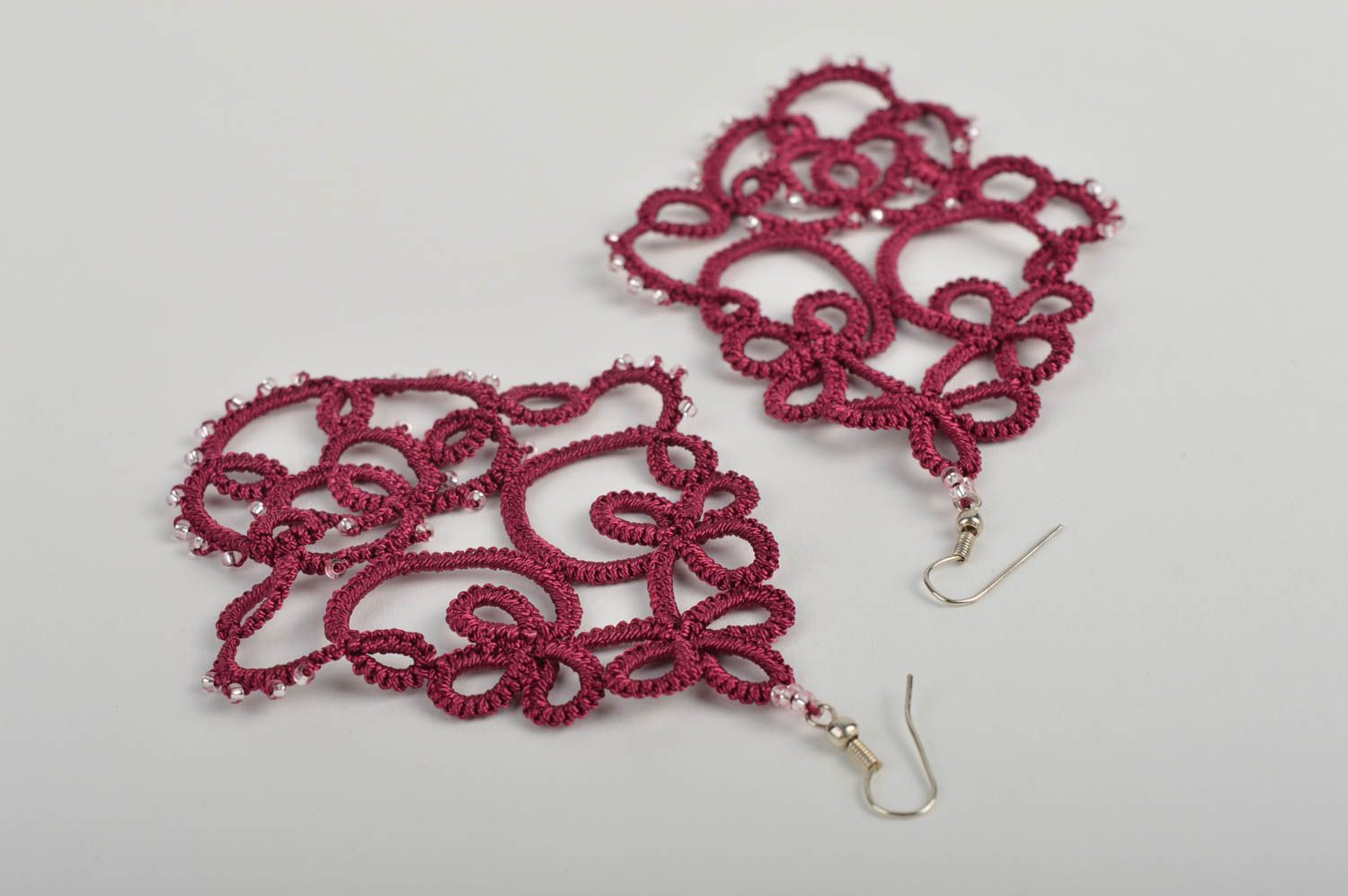 Stylish handmade textile earrings beaded earrings accessories for girls photo 4