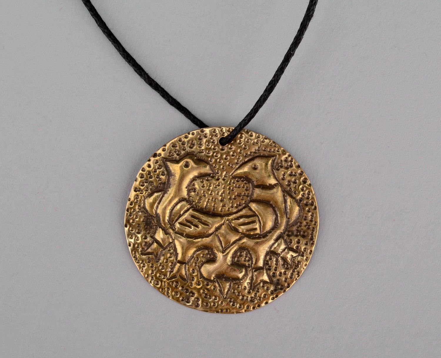 Brass pendant with gilding Twin Birds photo 1