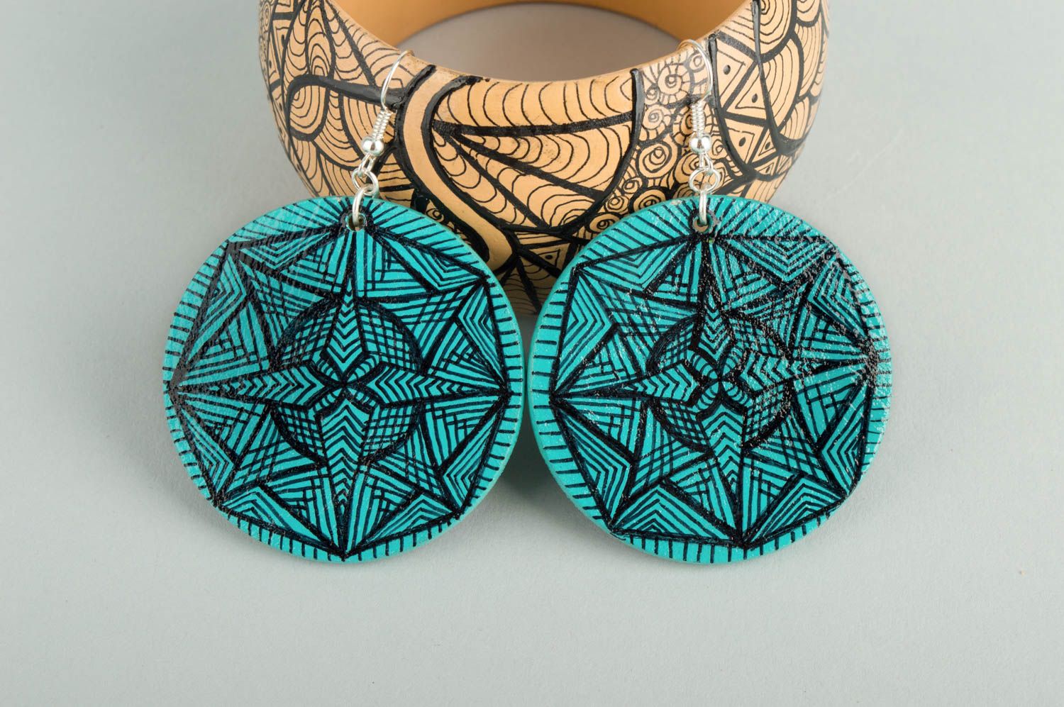 Pendientes de madera hechos a mano aretes de moda accesorio para mujer foto 1