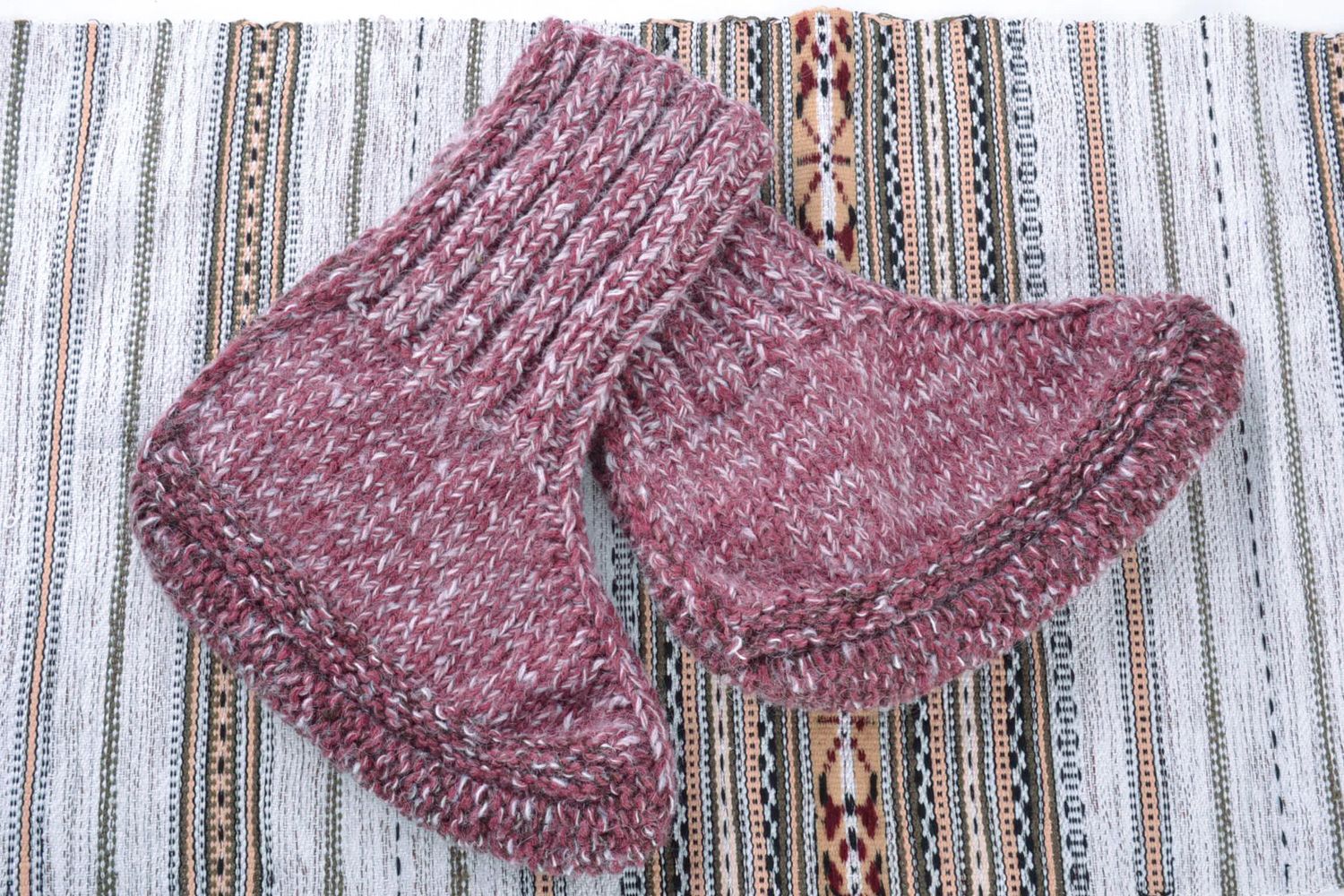 Beautiful bright warm socks hand knitted of natural wool for men women and children photo 1