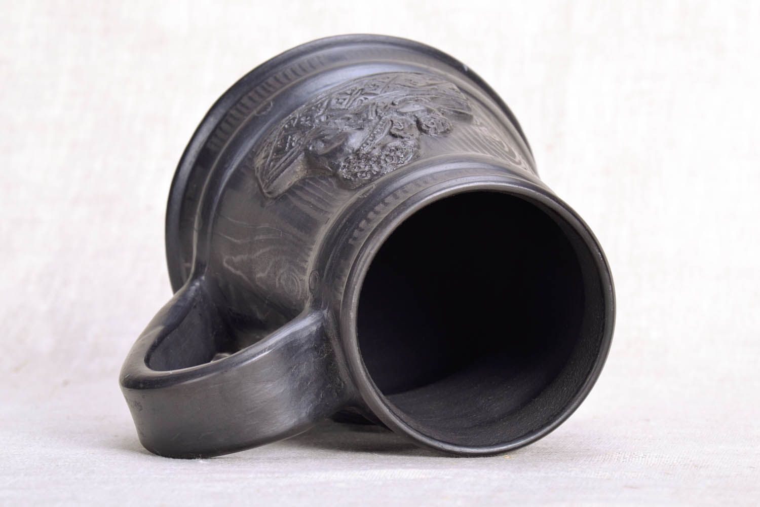 Caneca de cerveja de cerâmica de fumaça preta Cossaco foto 3