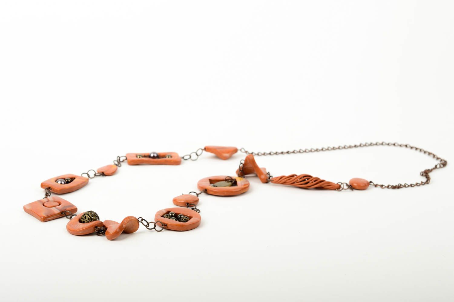 Бижутерия из пластики украшение ручной работы модная бижутерия оранжевая фото 4