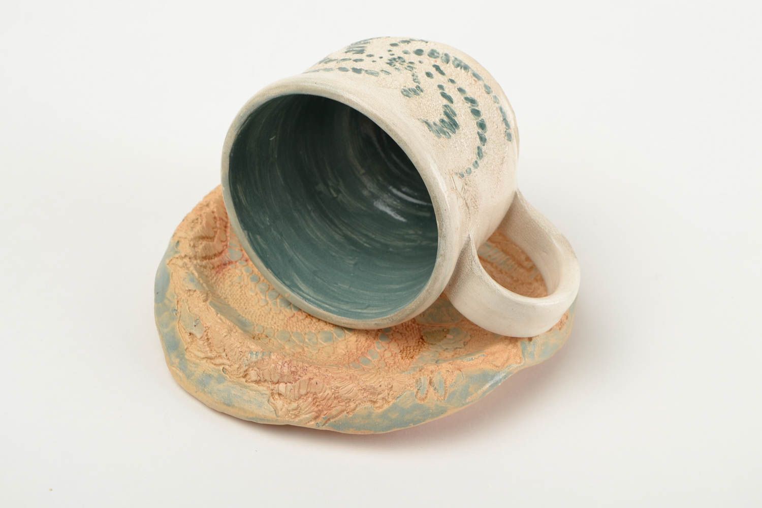 Tea cup handmade plate stylish pottery set ceramic kitchen decor women gift photo 4
