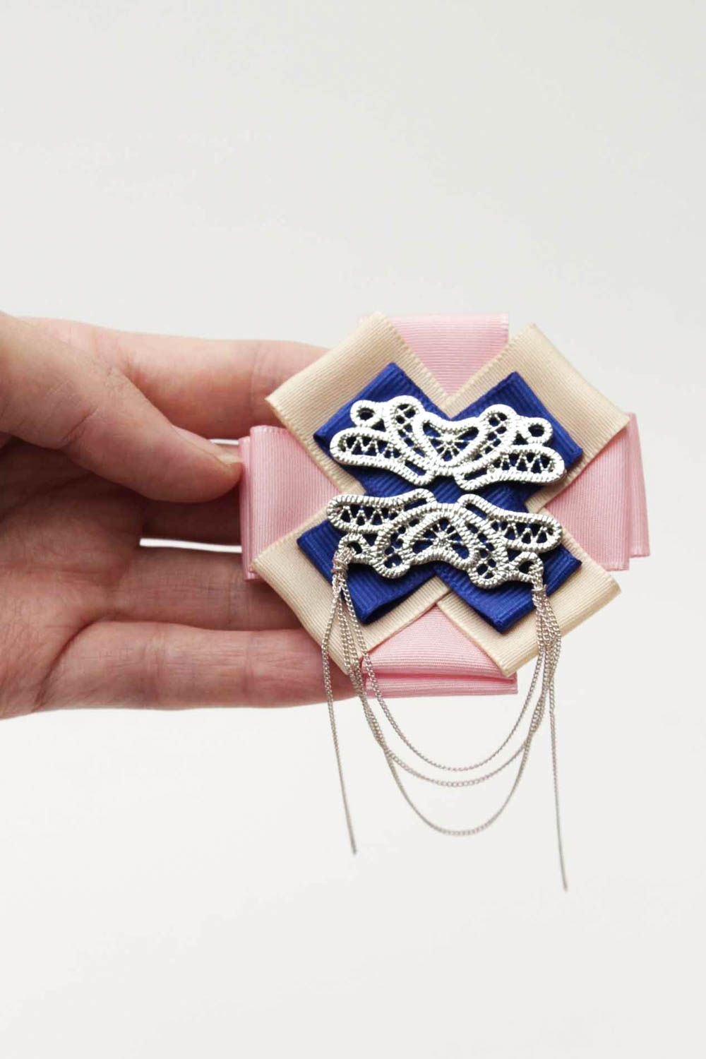 Handmade Damen Brosche Accessoire für Frauen Designer Schmuck blau mit Ketten foto 2