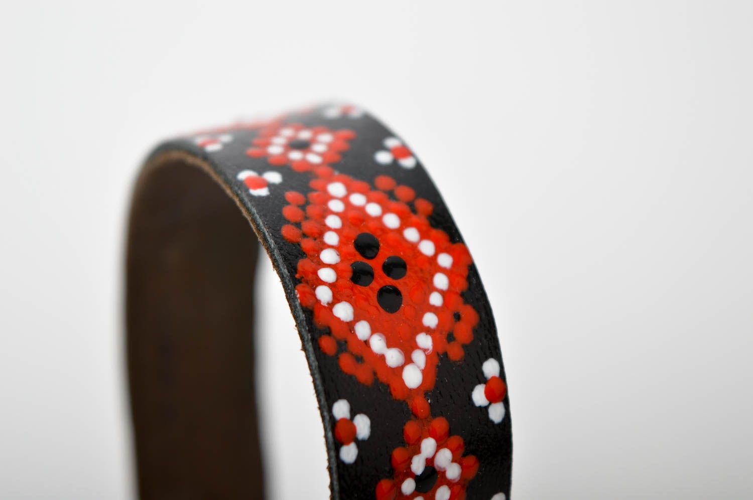 Pulsera de cuero con ornamento artesanal accesorio para mujer regalo original foto 4