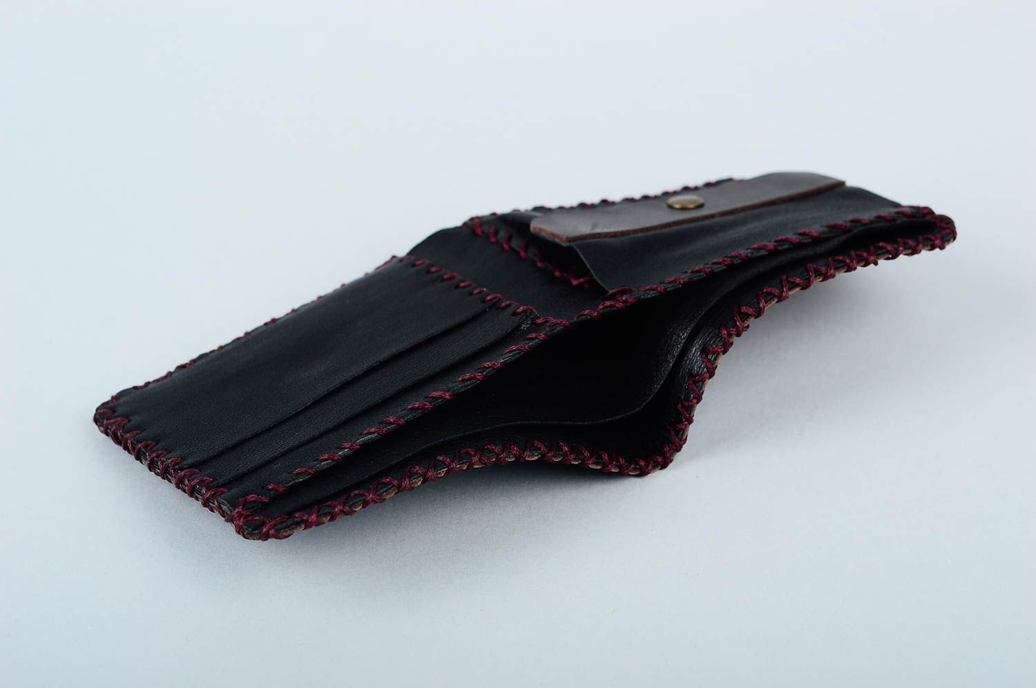 Male stylish purse beautiful handmade accessories black leather present photo 3