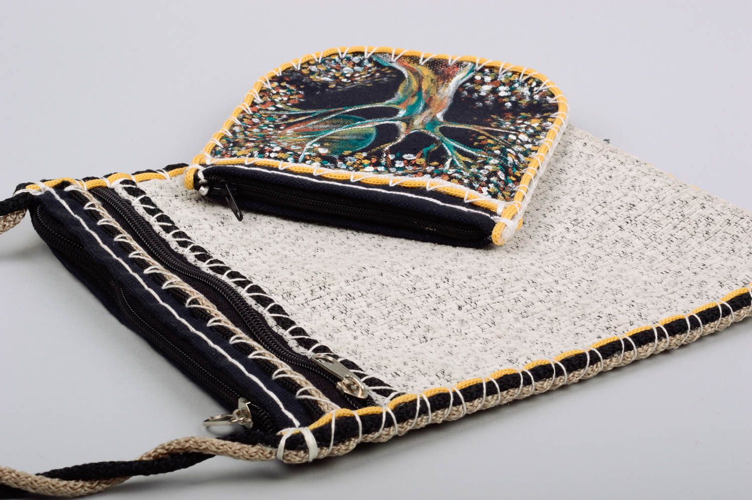 Fabric women's purse handmade handbag painted wallet accessory for girls  photo 3