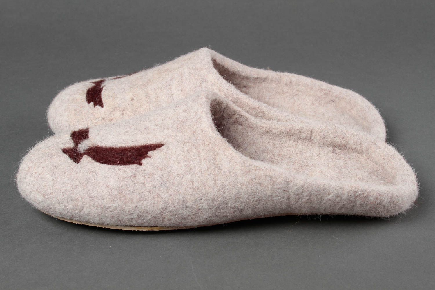 Handmade felted slippers men woolen slippers with eagles designer present  photo 4