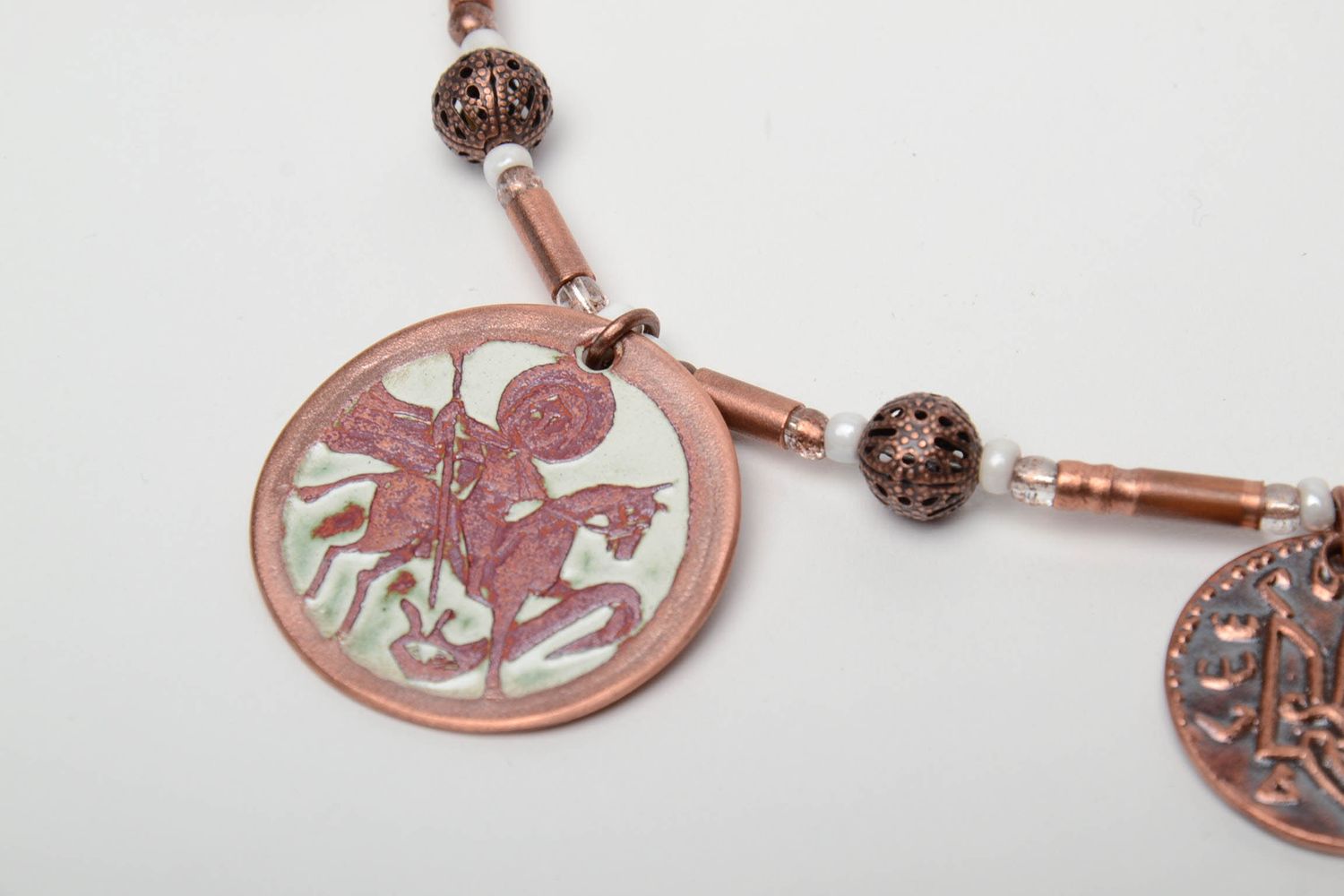 Handmade copper pendant painted with enamel photo 4