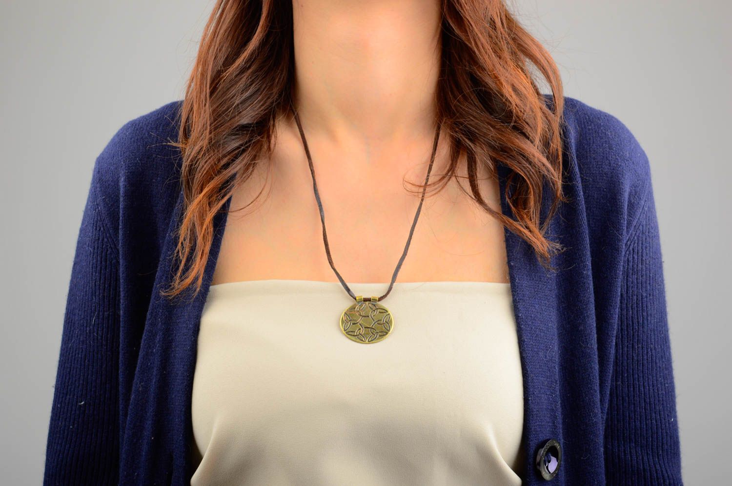 Handmade neck pendant brass bijouterie metal accessories present for girlfriend photo 1