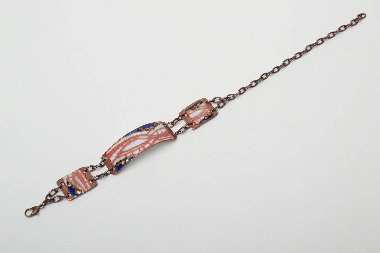 Handmade copper bracelet with ornaments photo 3