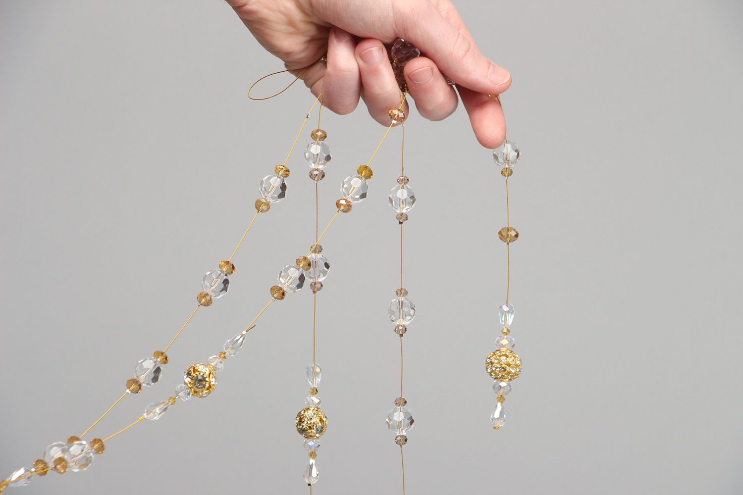 Collier original de créateur luxueux perles en verre et plastique fait main photo 4