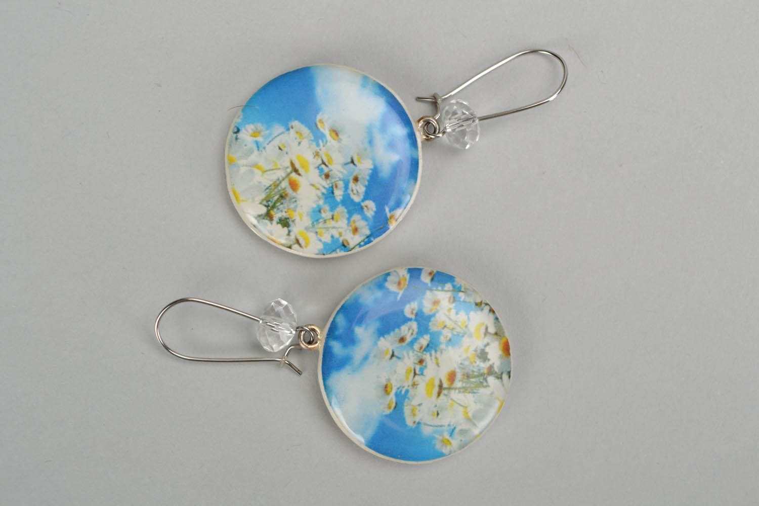 Earrings made ​​of polymer clay Celestial Daisies photo 3