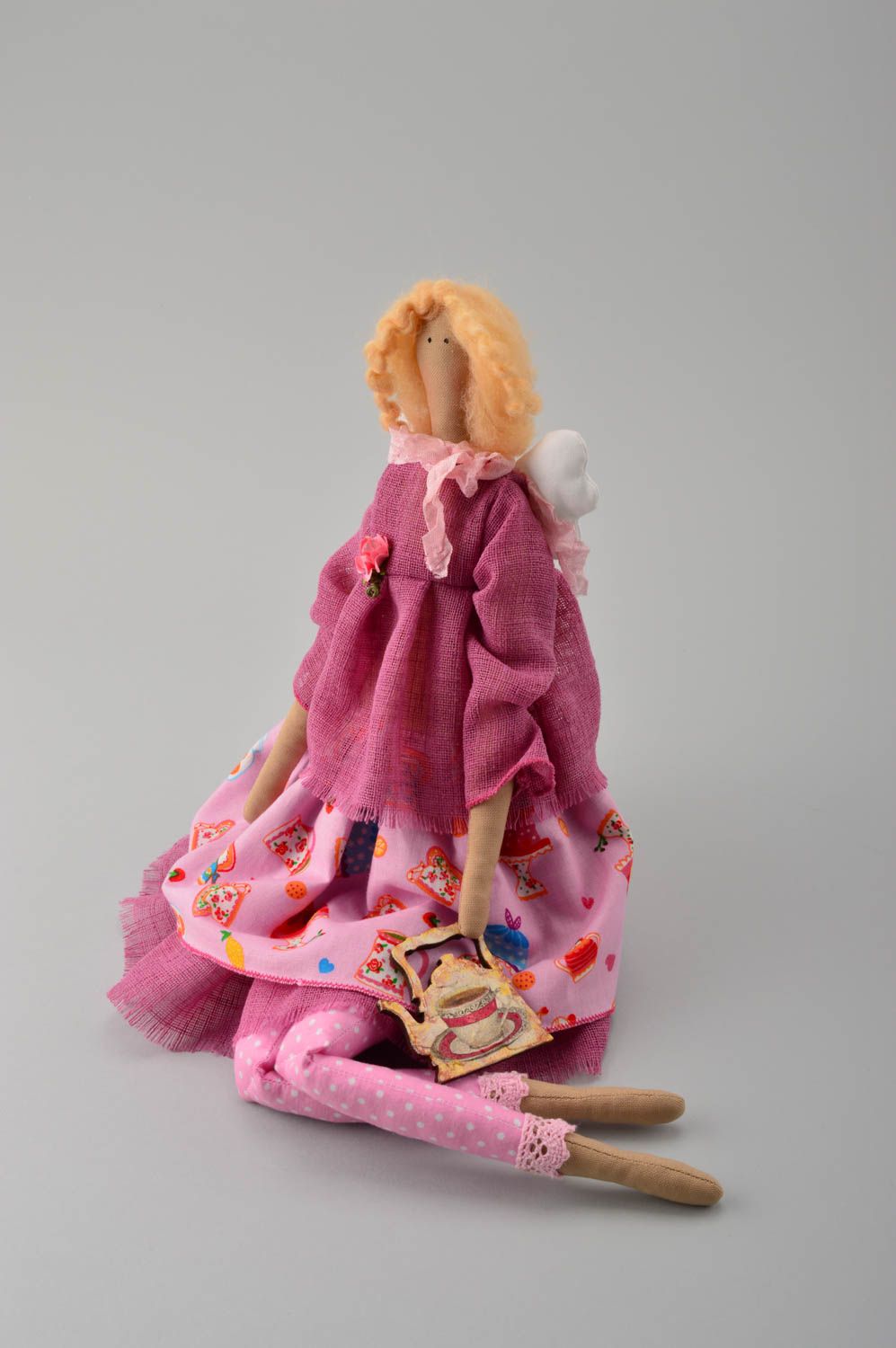 Handmade collectible doll stuffed toys elegant dolls fabric doll nursery decor photo 5
