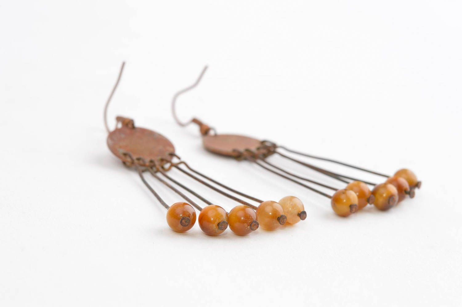 Unusual handmade metal earrings stylish copper earrings fashion trends photo 5