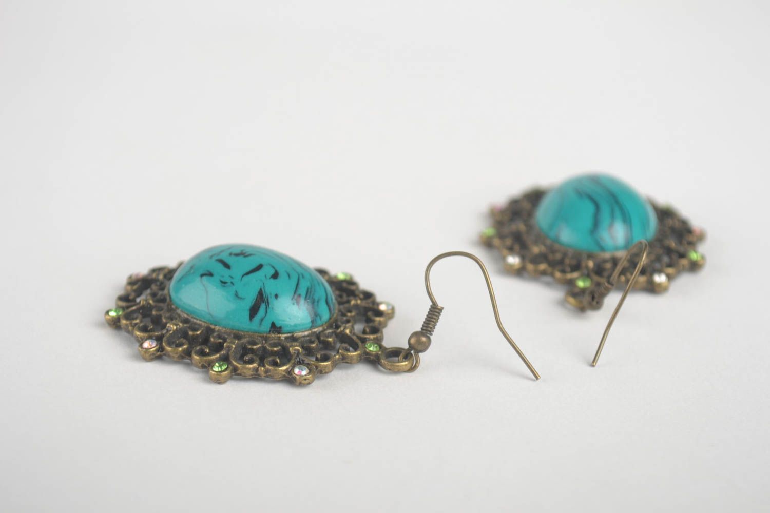 Handmade Vintage Ohrringe Designer Schmuck Accessoires für Frauen blau foto 4
