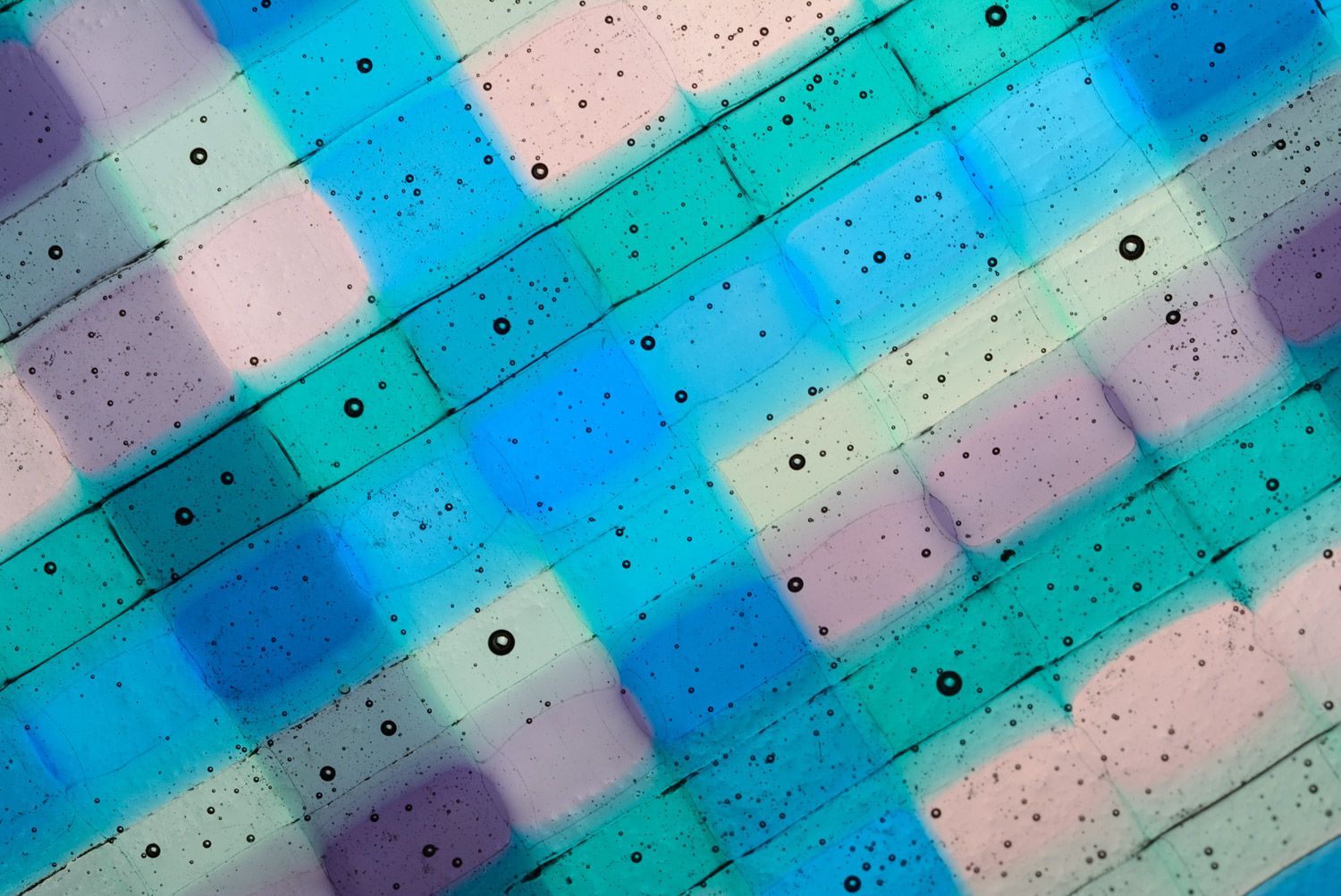 Тарелка из стекла прямоугольная цветная в клеточку фьюзинг ручная работа фото 2