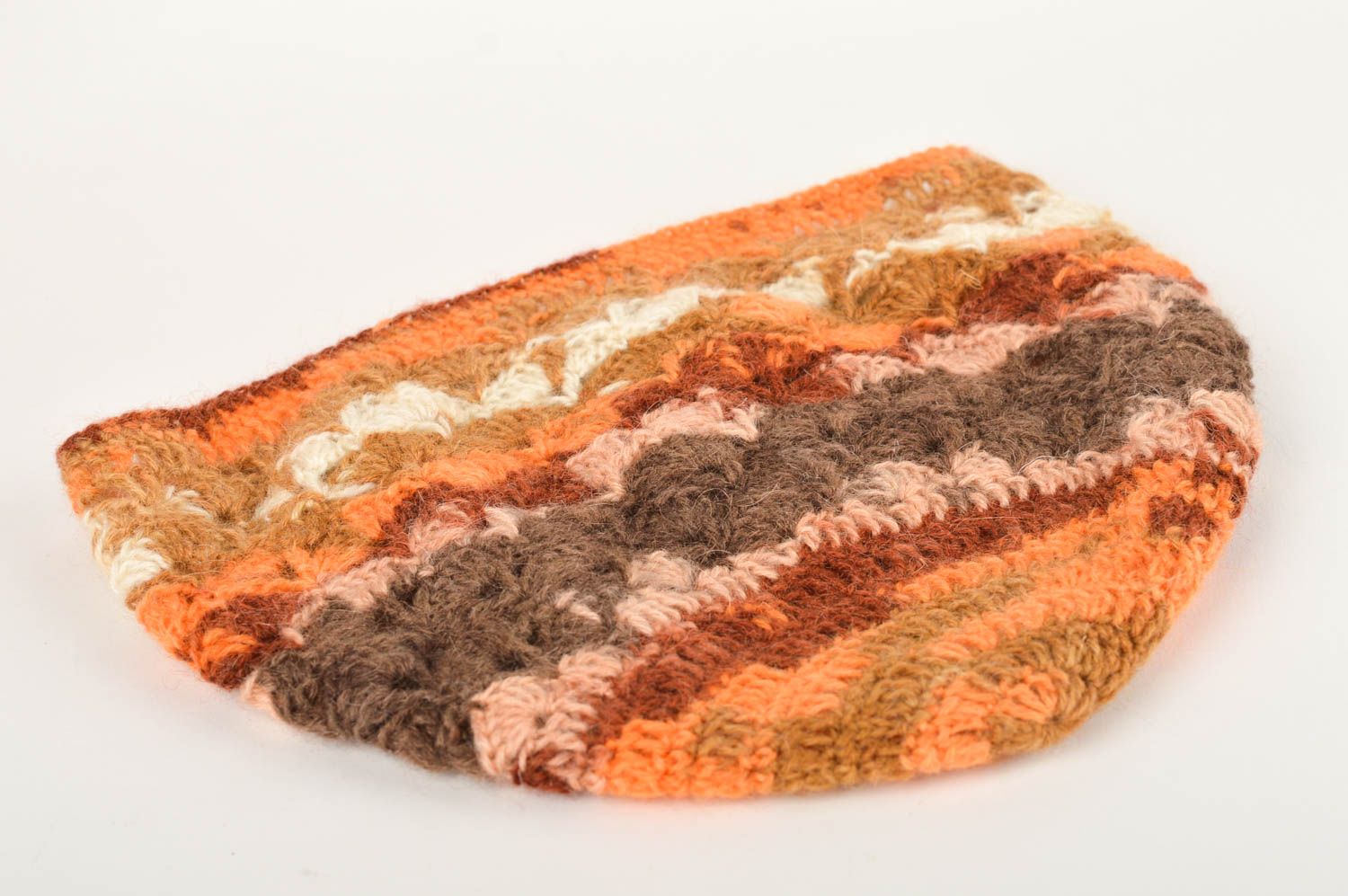 Gorro tejido de lana hecho a mano ropa para mujeres regalo original marrón foto 2
