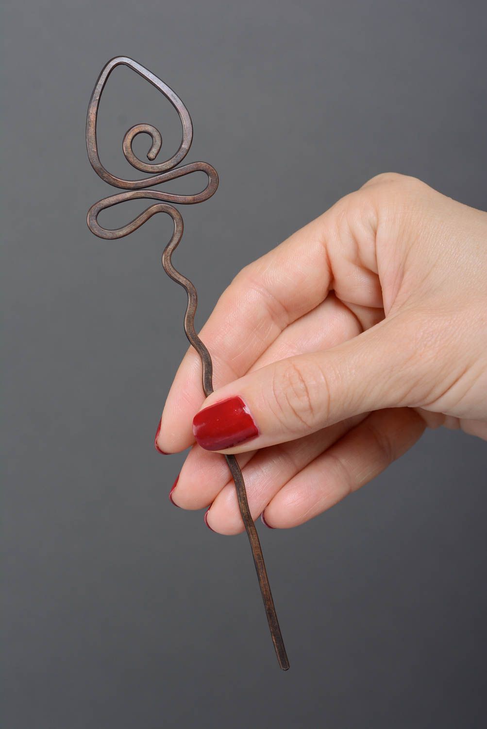 Pique à cheveux wire wrapping en cuivre torsadée faite main fantaisie originale photo 3