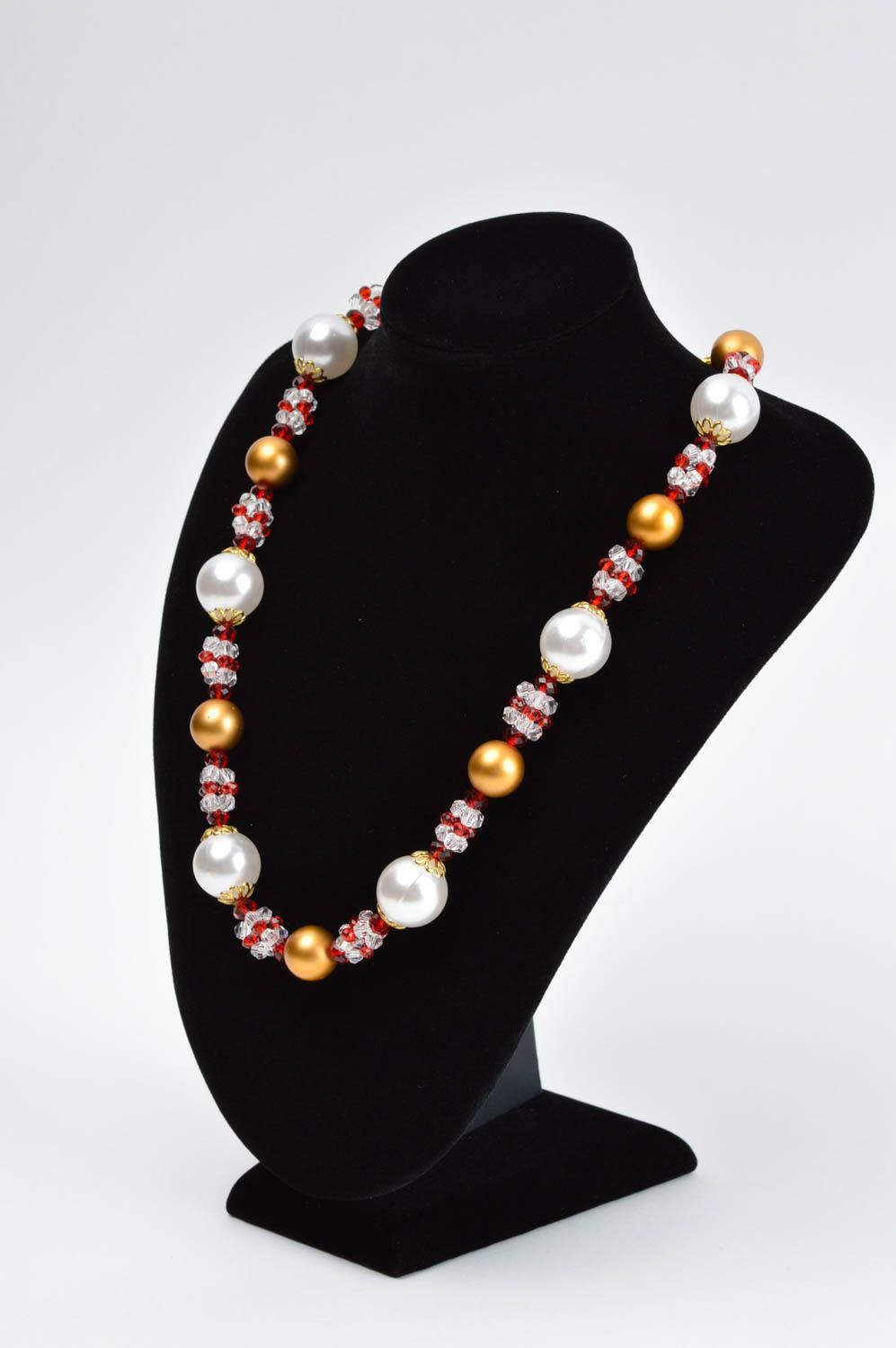 Collana di perline e perle fatta a mano da donna di moda bigiotteria originale foto 1