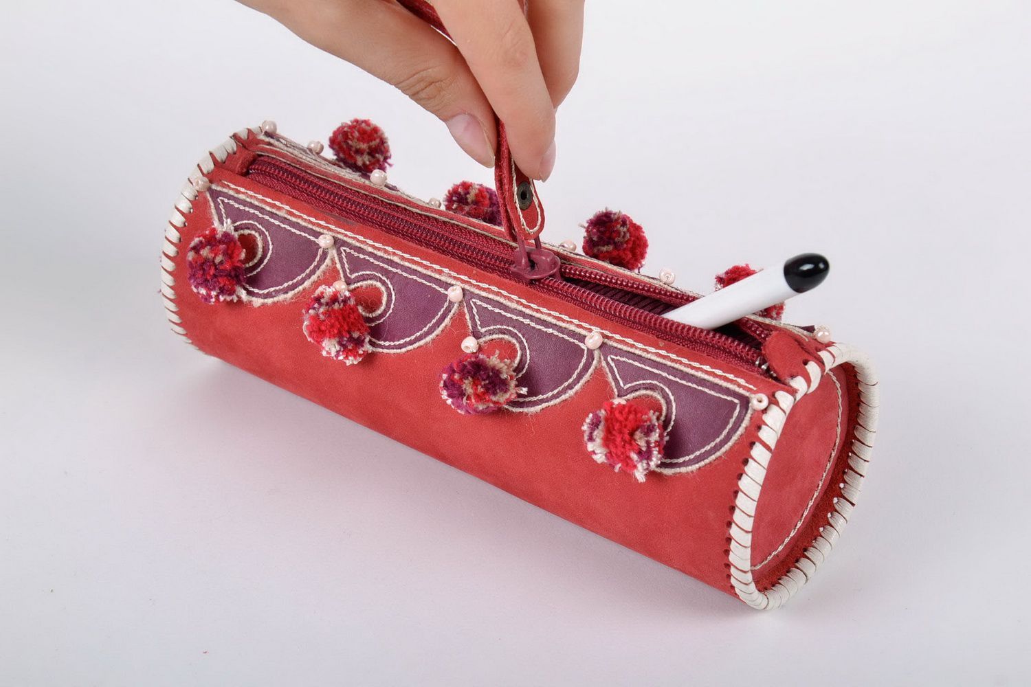 Stylish pen case made of natural leather photo 5