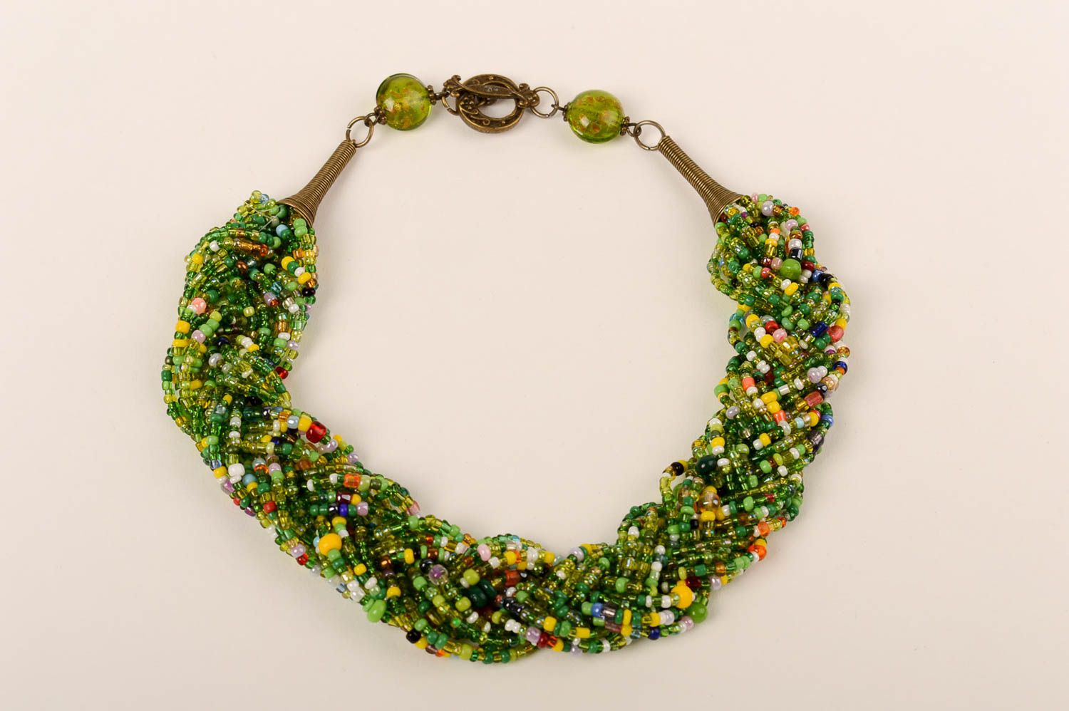 Collar de abalorios artesanal verde elegante regalo original bisutería de moda foto 2