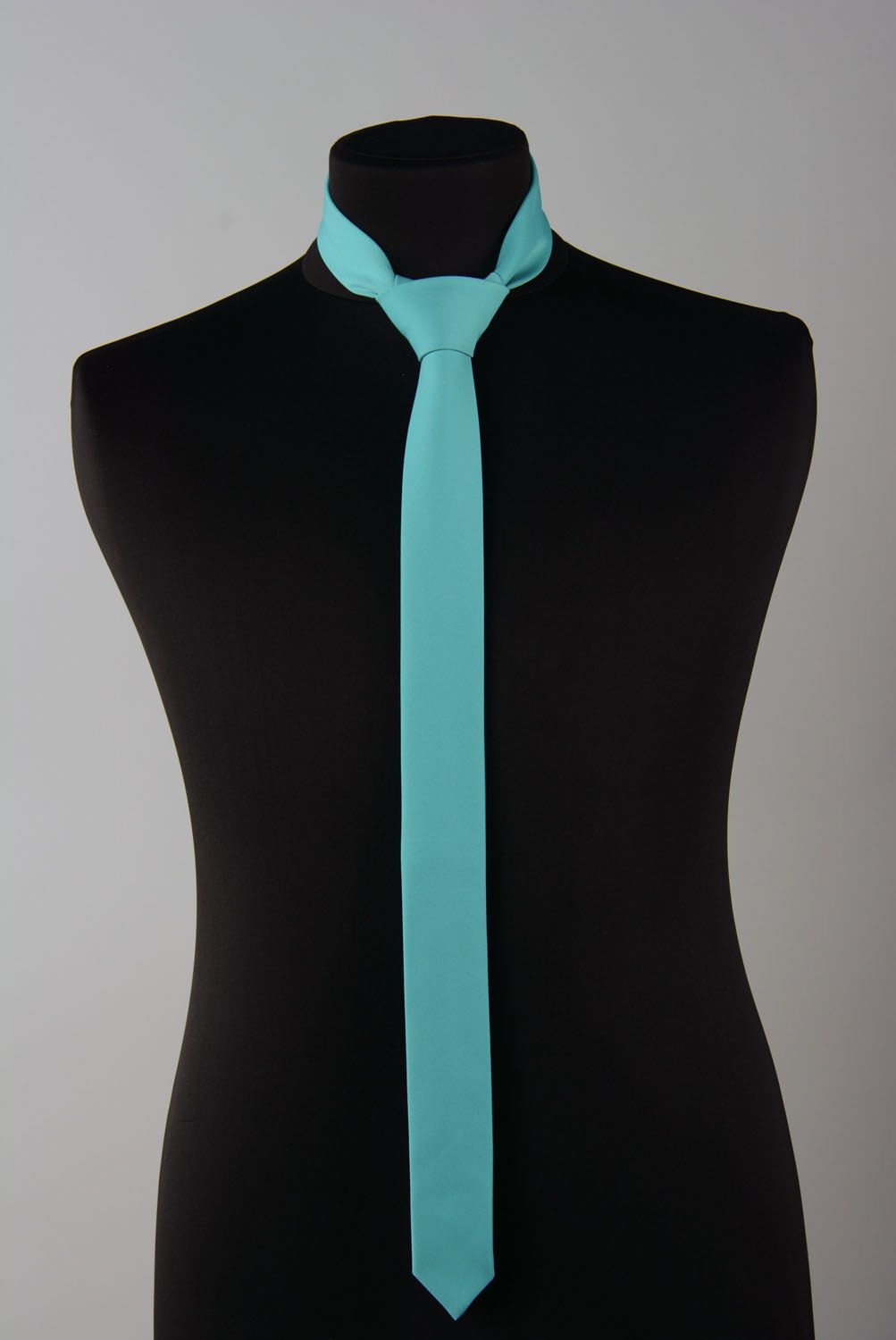 Cravate fine turquoise faite main  photo 4