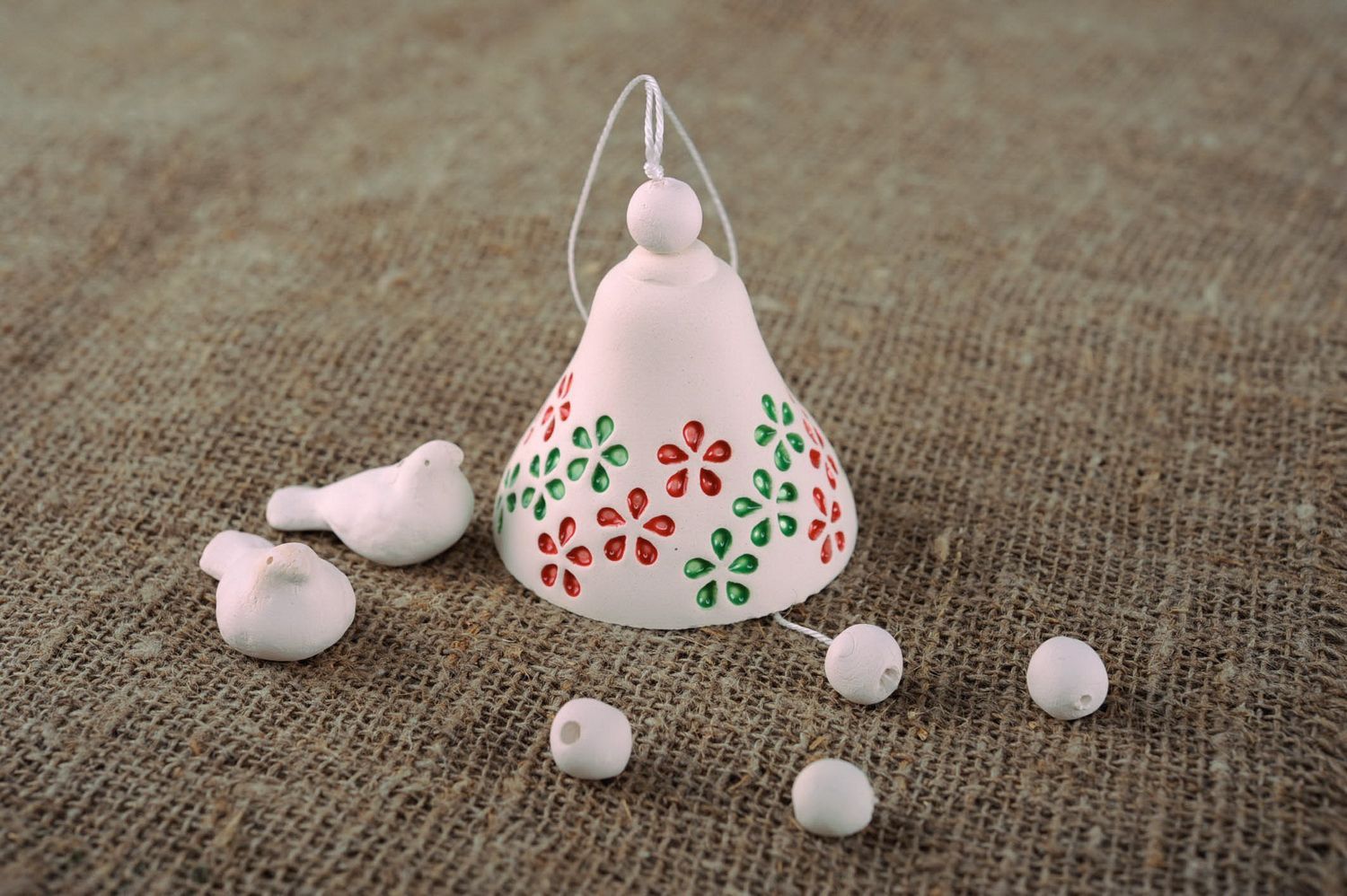 Handmade ceramic bell pendant photo 1
