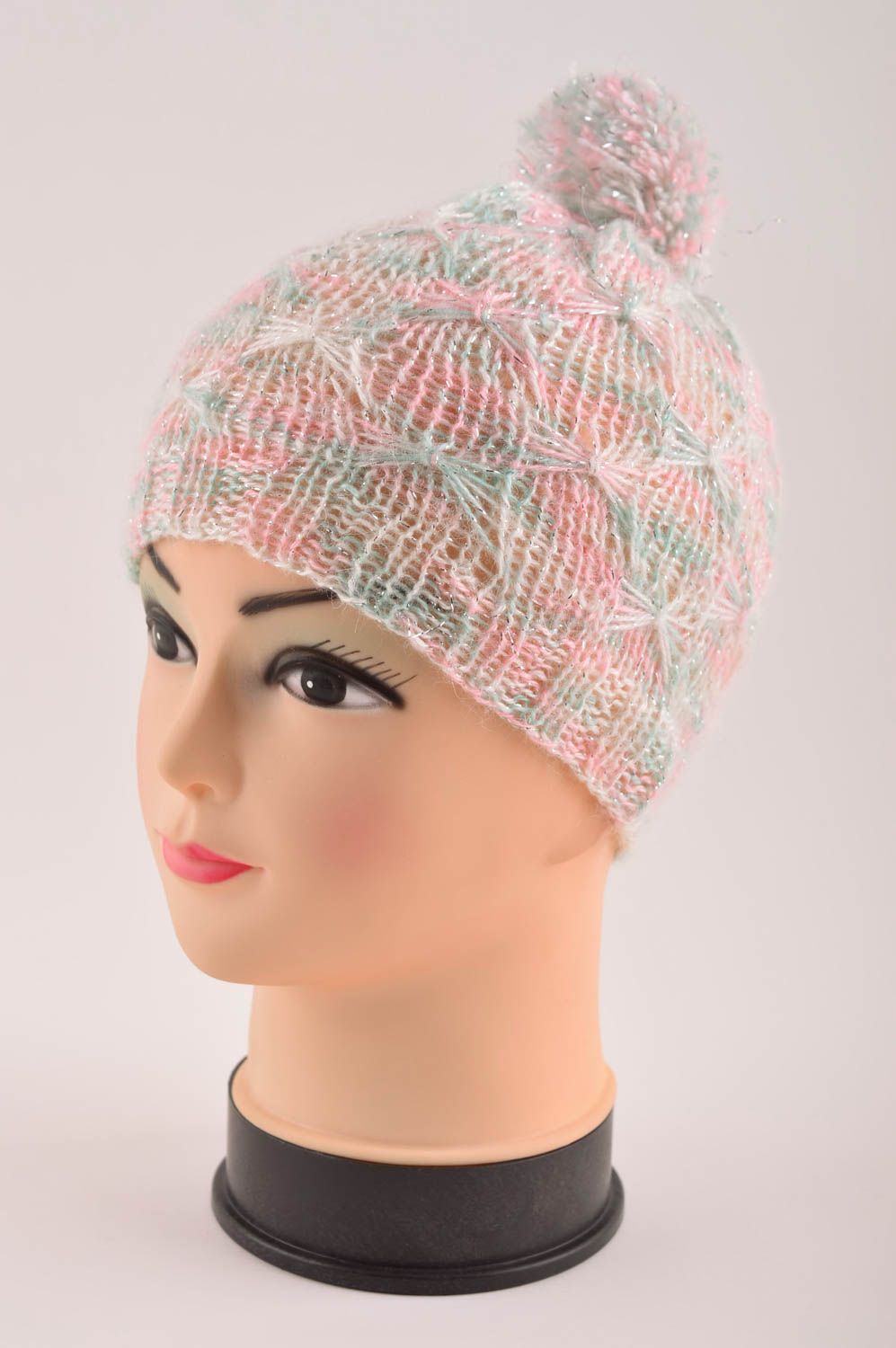 Bonnet tricot fait main Chapeau au crochet Vêtement enfant fille printemps photo 2