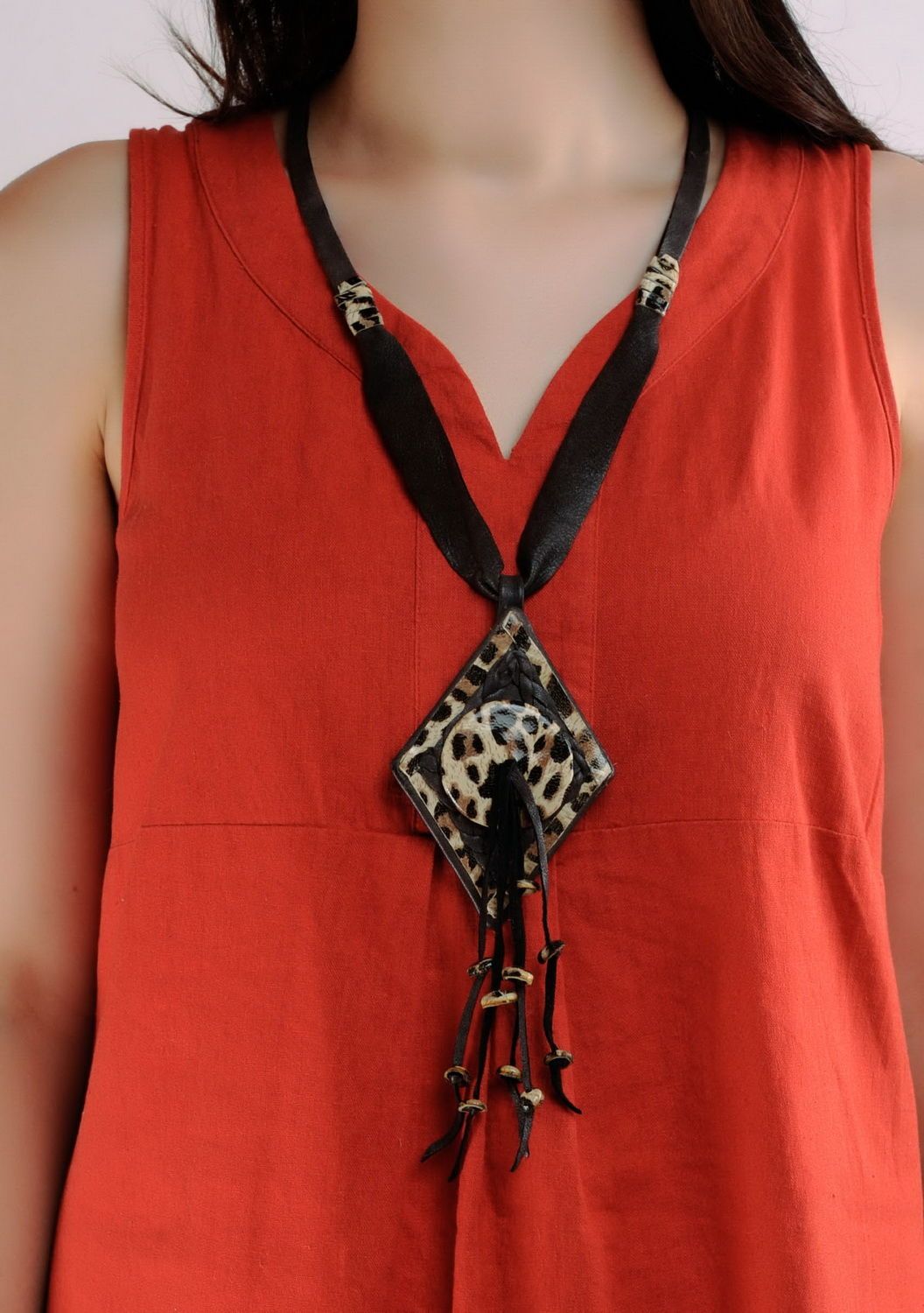Pendant made of natural leather Leopard photo 4