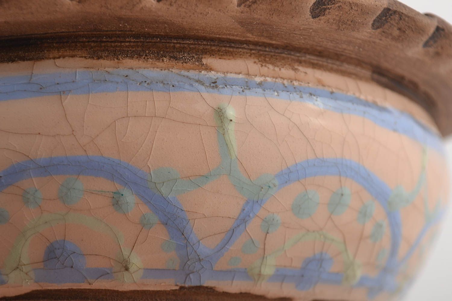 Керамическая миска ручной работы глиняная миска голубая глиняная посуда 500 мл фото 5