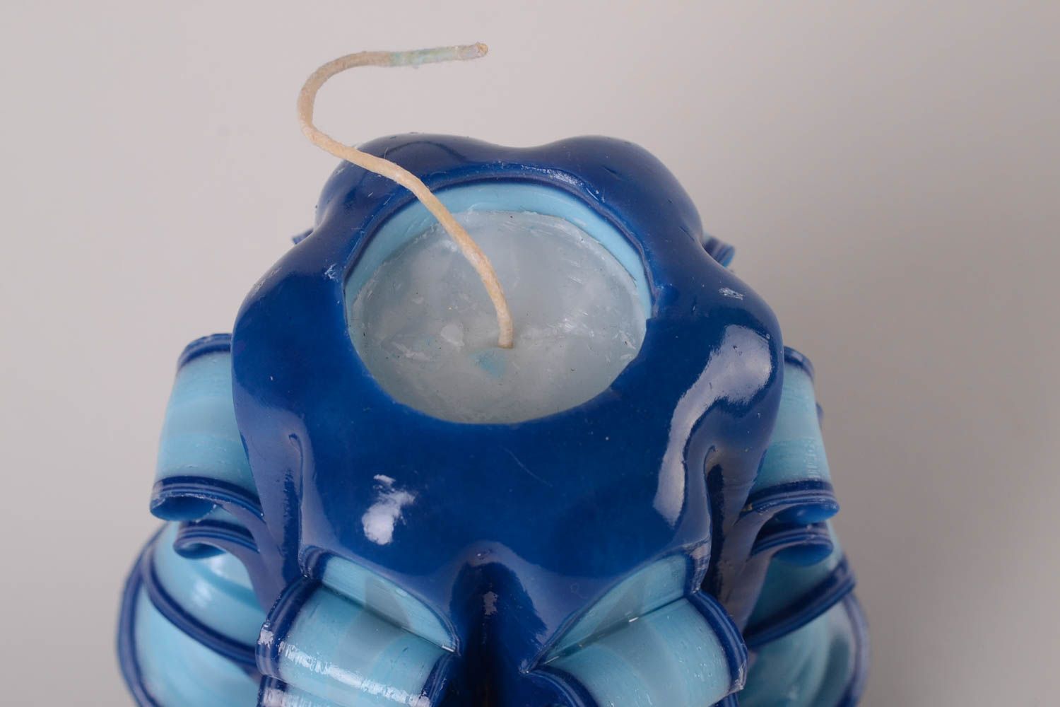 Vela decorativa hecha a mano color azul regalo original decoración de casa foto 3