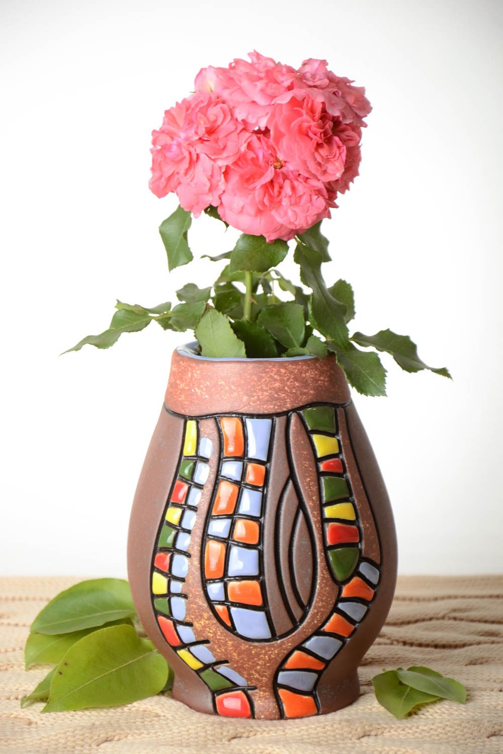 Керамическая ваза для цветов ручной работы ваза для цветов красивая ваза 800 мл фото 1