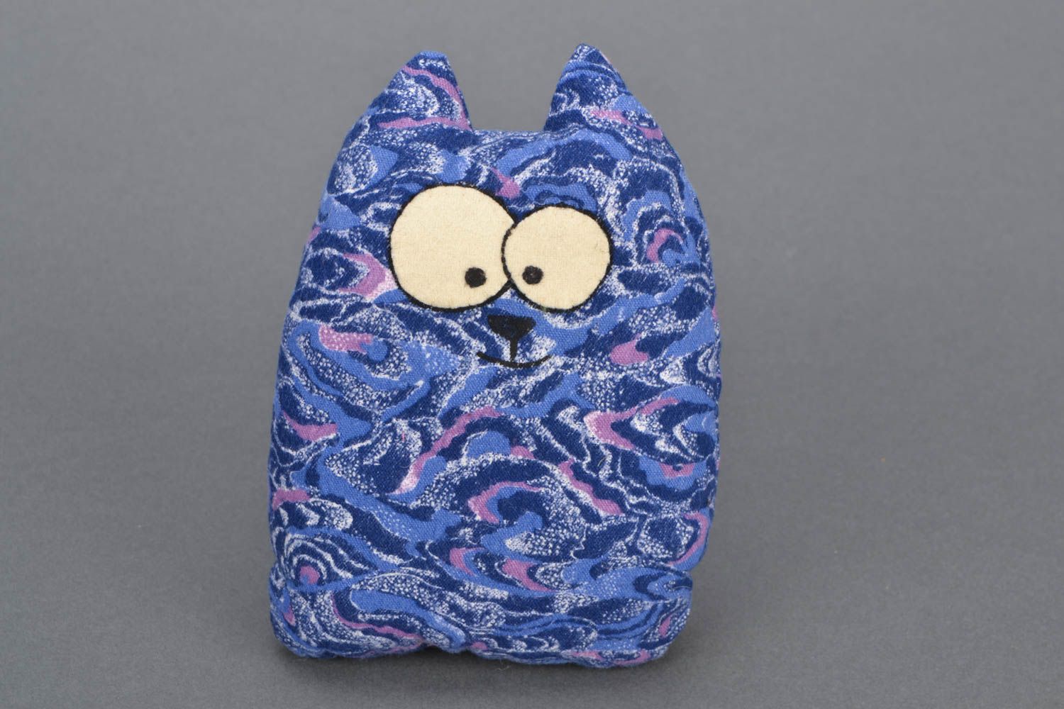 Homemade fabric toy Blue Cat photo 2