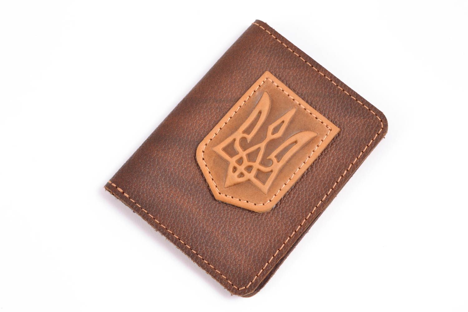 Leather driving licence cover with Ukrainian coat of arms photo 4
