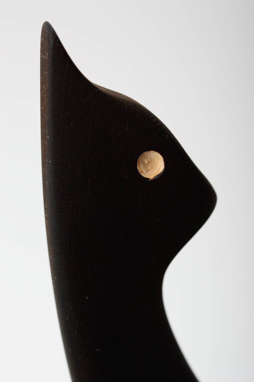 Figurine décorative fait main Statuette en bois chat noir Décoration intérieure photo 2